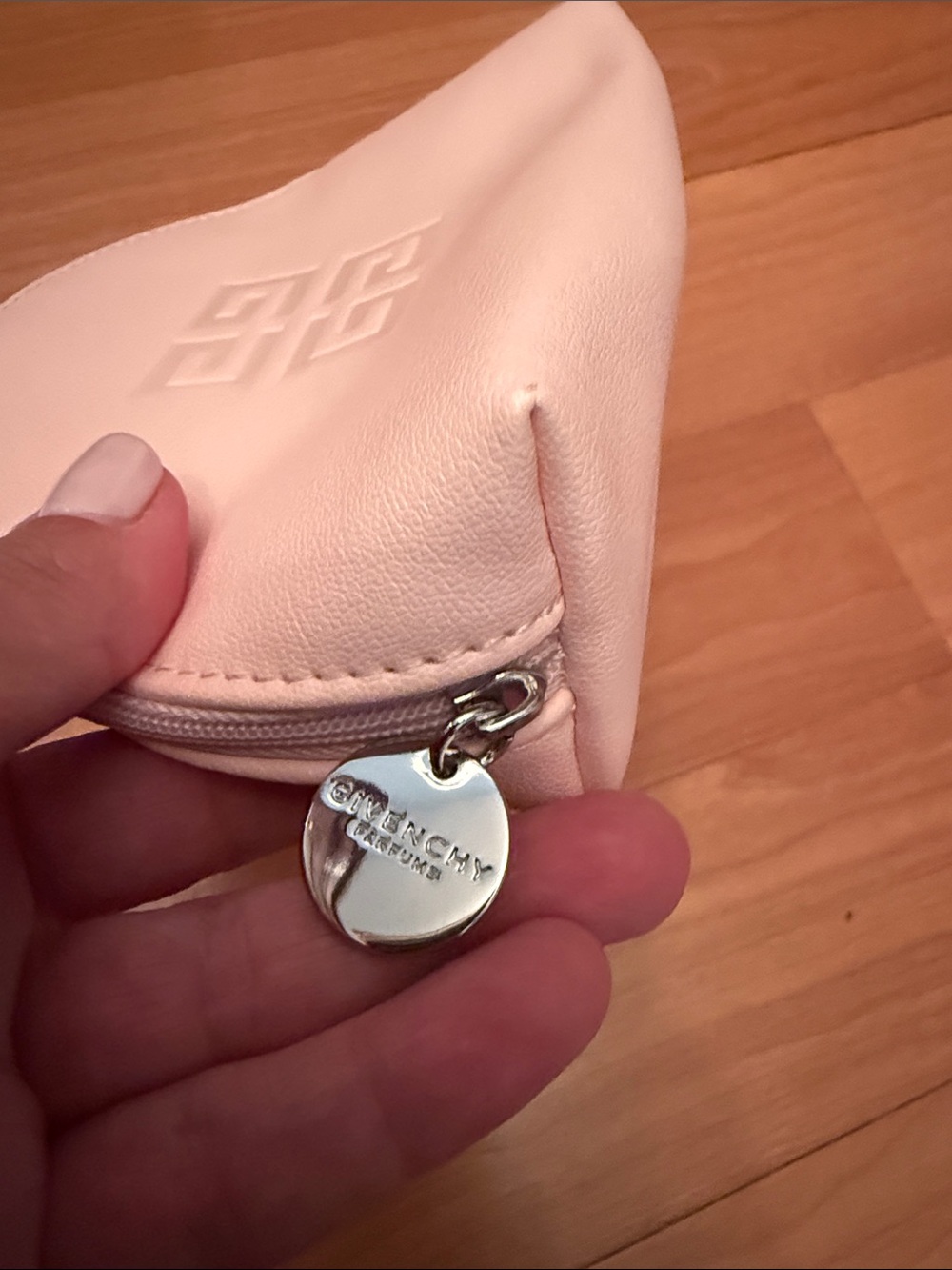 Givenchy Pale Pink Leather Cosmetic Case with Embossed Logo
